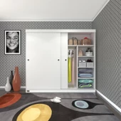 Kenzlife gardırop sürgülü kapaklı kapılı 200 papatya byz gardolap dolap - 1