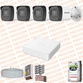 Provzen Hikvision 4 Kamera FullHD Güvenlik Kamerası Set 500GB HDD - 1