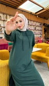 Uzun Tunik Kapşonlu Kenardan Yırtmaçlı İkili Spor Takım - 03034.021 - Nefti - 4