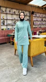 Kapşonlu Çıtçıtlı Sade Basic İkili Eşofman Spor Takımı - 03036.100 - Çağla Yeşili thumbnail 1
