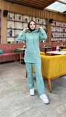 Kapşonlu Çıtçıtlı Sade Basic İkili Eşofman Spor Takımı - 03036.100 - Çağla Yeşili thumbnail 8