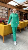 Kapşonlu Çıtçıtlı Sade Basic İkili Eşofman Spor Takımı - 03036.111 - Beneton Yeşil thumbnail 2