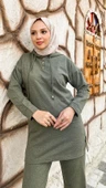 Kapşonlu Çıtçıtlı Sade Basic İkili Eşofman Spor Takımı - 03036.005 - Haki - 5