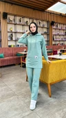 Kapşonlu Çıtçıtlı Sade Basic İkili Eşofman Spor Takımı - 03036.100 - Çağla Yeşili thumbnail 5