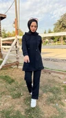 Kapşonlu O Yaka Sade Basic İkili Eşofman Spor Takımı - 03039.003 - Siyah - 6