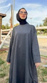 O Yaka Yırtmançlı Uzun Geniş Rahat Tunik Pantolon Sade Basic Spor Takımı - 03040.017 - Antrasit - 7