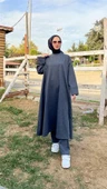 O Yaka Yırtmançlı Uzun Geniş Rahat Tunik Pantolon Sade Basic Spor Takımı - 03040.017 - Antrasit - 4