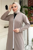 Bisiklet Yaka Fermuarlı Uzun Tunik Sade Basic Spor Takımı - 03044.016 - Vizon - 9