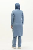 Bisiklet Yaka Fermuarlı Uzun Tunik Sade Basic Spor Takımı - 03044.004 - Mavi - 5