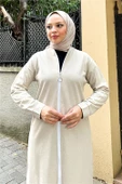 Bisiklet Yaka Fermuarlı Uzun Tunik Sade Basic Spor Takımı - 03044.027 - Ekru - 6