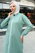 Bisiklet Yaka Fermuarlı Uzun Tunik Sade Basic Spor Takımı - 03044.100 - Çağla Yeşili thumbnail 6