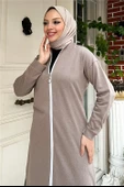 Bisiklet Yaka Fermuarlı Uzun Tunik Sade Basic Spor Takımı - 03044.016 - Vizon - 10
