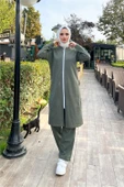 Bisiklet Yaka Fermuarlı Uzun Tunik Sade Basic Spor Takımı - 03044.005 - Haki thumbnail 1