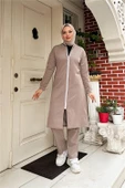 Bisiklet Yaka Fermuarlı Uzun Tunik Sade Basic Spor Takımı - 03044.016 - Vizon - 2