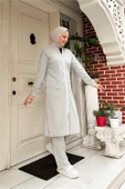 Bisiklet Yaka Fermuarlı Uzun Tunik Sade Basic Spor Takımı - 03044.008 - Gri thumbnail 4