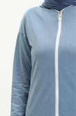 Bisiklet Yaka Fermuarlı Uzun Tunik Sade Basic Spor Takımı - 03044.004 - Mavi - 4