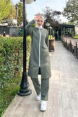 Bisiklet Yaka Fermuarlı Uzun Tunik Sade Basic Spor Takımı - 03044.005 - Haki thumbnail 3