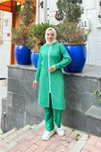 Bisiklet Yaka Fermuarlı Uzun Tunik Sade Basic Spor Takımı - 03044.111 - Beneton Yeşil thumbnail 4