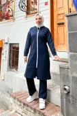 Bisiklet Yaka Fermuarlı Uzun Tunik Sade Basic Spor Takımı - 03044.015 - Lacivert - 1