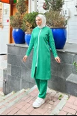 Bisiklet Yaka Fermuarlı Uzun Tunik Sade Basic Spor Takımı - 03044.111 - Beneton Yeşil thumbnail 3