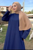 O Yaka Yırtmançlı Uzun Geniş Rahat Tunik Pantolon Sade Basic Spor Takımı - 03040.006 - İndigo - 4