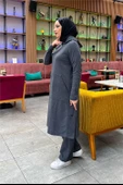 Kapşonlu Yandat Çıtçıtlı Sade Basic Uzun Tunik ve Pantolon İkili Spor Takım - 03071.017 - Antrasit thumbnail 4