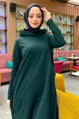 Kapşonlu Yandat Çıtçıtlı Sade Basic Uzun Tunik ve Pantolon İkili Spor Takım - 03071.021 - Nefti - 8