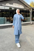 Bisiklet Yaka Fermuarlı Uzun Tunik Sade Basic Spor Takımı - 03044.006 - İndigo - 3
