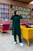 Kapşonlu Yandat Çıtçıtlı Sade Basic Uzun Tunik ve Pantolon İkili Spor Takım - 03071.021 - Nefti - 10