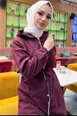 Kapşonlu Fermuarlı Belden Bağlamalı Sade Basic İkili Spor Takımı - 03070.020 - Mürdüm - 6