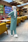 Önden İki Cepli Sade Basic Uzun Tunik Pantolon İkili Spor Takımı - 03067.100 - Çağla Yeşili thumbnail 6