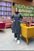 Önden İki Cepli Sade Basic Uzun Tunik Pantolon İkili Spor Takımı - 03067.017 - Antrasit - 1