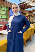 Önden İki Cepli Sade Basic Uzun Tunik Pantolon İkili Spor Takımı - 03067.202 - Açık Lacivert - 7