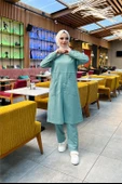 Önden İki Cepli Sade Basic Uzun Tunik Pantolon İkili Spor Takımı - 03067.100 - Çağla Yeşili thumbnail 2