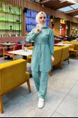 Kapşonlu Fermuarlı Belden Bağlamalı Sade Basic İkili Spor Takımı - 03070.100 - Çağla Yeşili - 3