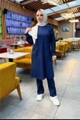 Önden İki Cepli Sade Basic Uzun Tunik Pantolon İkili Spor Takımı - 03067.202 - Açık Lacivert - 4