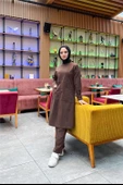 Önden İki Cepli Sade Basic Uzun Tunik Pantolon İkili Spor Takımı - 03067.028 - Kahverengi - 3