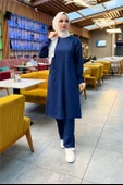 Önden İki Cepli Sade Basic Uzun Tunik Pantolon İkili Spor Takımı - 03067.202 - Açık Lacivert - 3