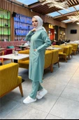 Önden İki Cepli Sade Basic Uzun Tunik Pantolon İkili Spor Takımı - 03067.100 - Çağla Yeşili thumbnail 4