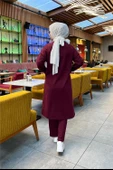 Önden İki Cepli Sade Basic Uzun Tunik Pantolon İkili Spor Takımı - 03067.009 - Bordo thumbnail 8