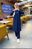 Önden İki Cepli Sade Basic Uzun Tunik Pantolon İkili Spor Takımı - 03067.202 - Açık Lacivert - 2