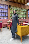 Önden İki Cepli Sade Basic Uzun Tunik Pantolon İkili Spor Takımı - 03067.017 - Antrasit - 5