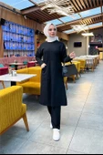 Önden İki Cepli Sade Basic Uzun Tunik Pantolon İkili Spor Takımı - 03067.003 - Siyah - 1