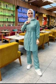 Kapşonlu Fermuarlı Belden Bağlamalı Sade Basic İkili Spor Takımı - 03070.100 - Çağla Yeşili - 1