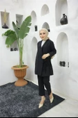 Yandan Bağlamalı Krep Ceket İkili Takım - 71194.003 - Siyah - 2