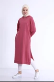 Atlas Kapşonlu Uzun Sade Basic Sweatshirt - 03007.101 - Gül Kurusu - 3