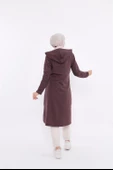 Eflin Yakadan Bağlamalı Kapşonlu Uzun Sweatshirt - 03030.028 - Kahverengi - 3