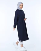 Atlas Kapşonlu Uzun Sade Basic Sweatshirt - 03007.015 - Lacivert - 3