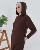 Atlas Kapşonlu Uzun Sade Basic Sweatshirt - 03007.020 - Mürdüm - 5