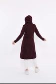 Eflin Yakadan Bağlamalı Kapşonlu Uzun Sweatshirt - 03030.020 - Mürdüm - 3